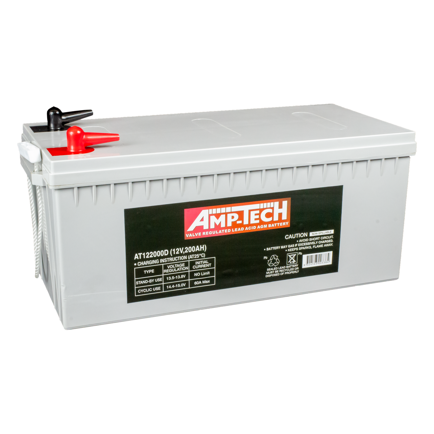 Amptech At122000d 12v200ah Agm 12 Months Warranty