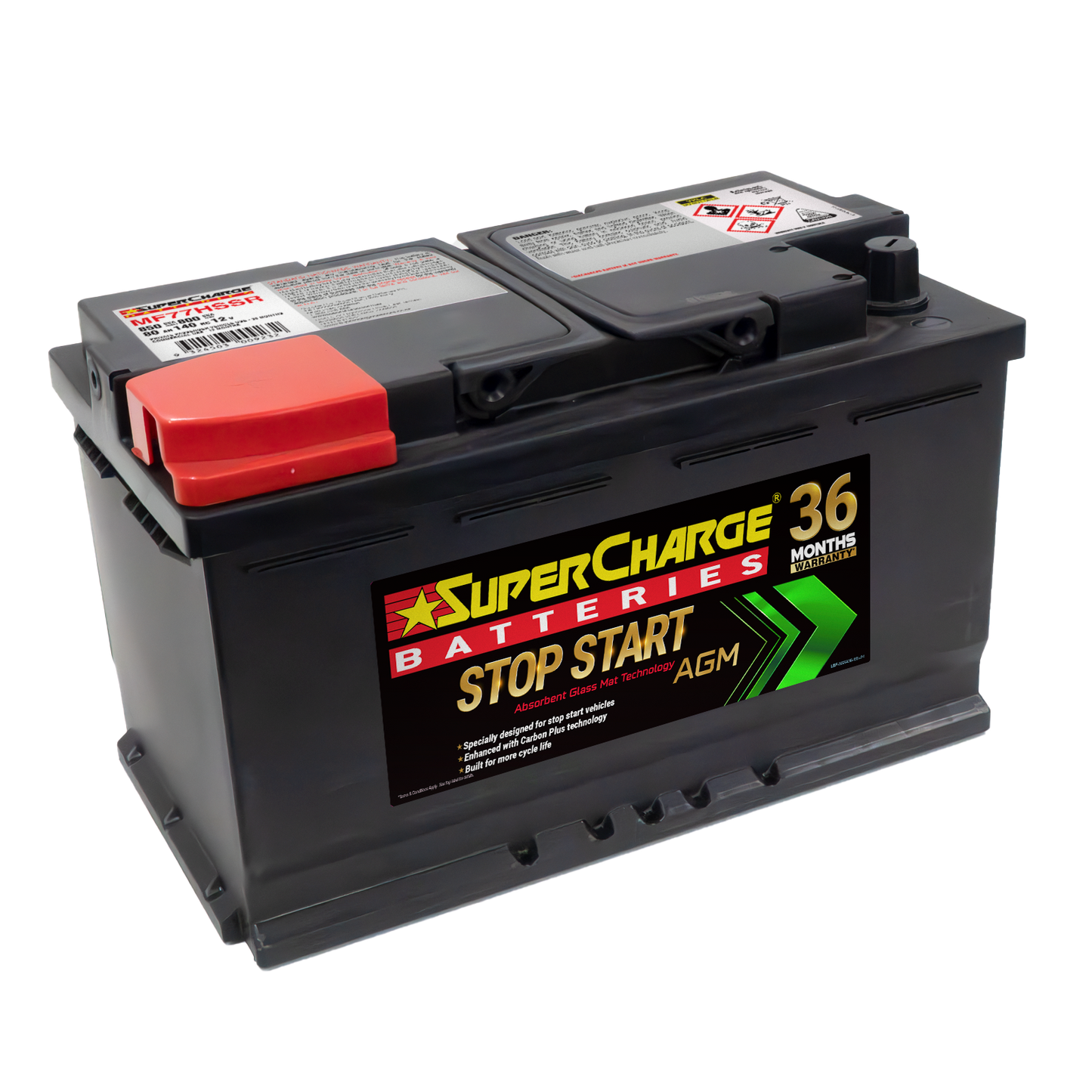 SUPERCHARGE DIN75RH AGM STOP-START 36MTH Warranty