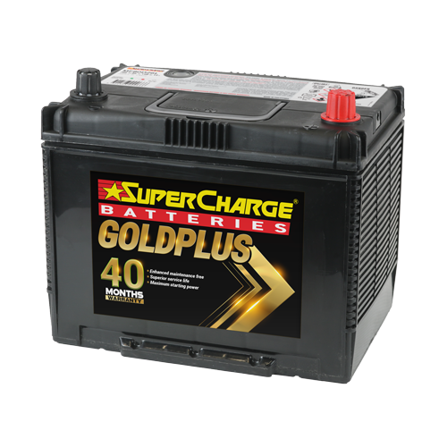 SCNS70L 750cca Supercharge Gold Mf Battery warranty 40mth Priv/18mth Comm