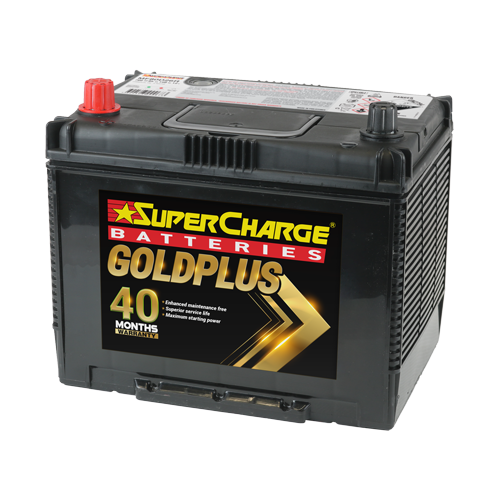 SCNS70R 750cca Supercharge Gold Mf Battery warranty 40mth Priv/18mth Comm